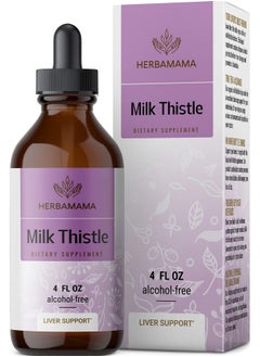 HERBAMAMA Milk Thistle Liquid Drops Organic Milk Thistle Seed Tincture Liver Detox Milk Thistle Liquid Extract Supplement Alcoholfree 4 Fl Oz  - Image 1