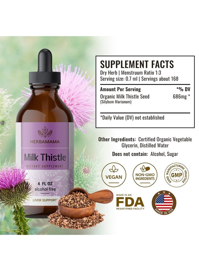 HERBAMAMA Milk Thistle Liquid Drops Organic Milk Thistle Seed Tincture Liver Detox Milk Thistle Liquid Extract Supplement Alcoholfree 4 Fl Oz - Image 3