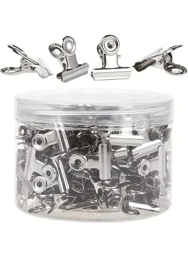 Silver Metal Hinge Clips Spring Clips 20pcs Binder Clips for Food Bags Photos Art Crafts Office Supplies - Image 1