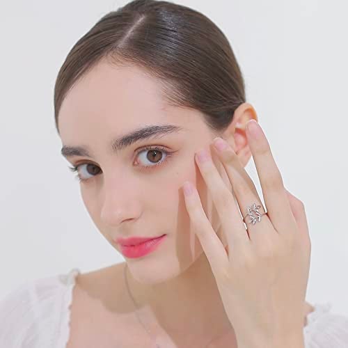 ELBLUVF Stainless Steel Silver Plated Leaves Leaf Laurel Adjustable Branch Ring Jewelry for Women - Image 2