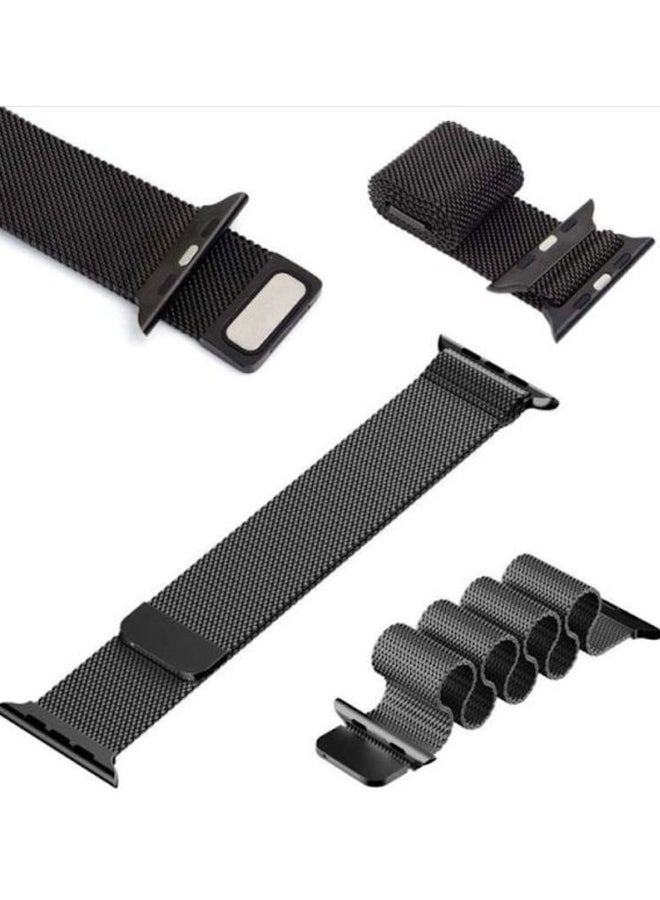 Magnetic Stainless Steel Band For Apple Watch 42/44/45/49 mm Black - Image 3
