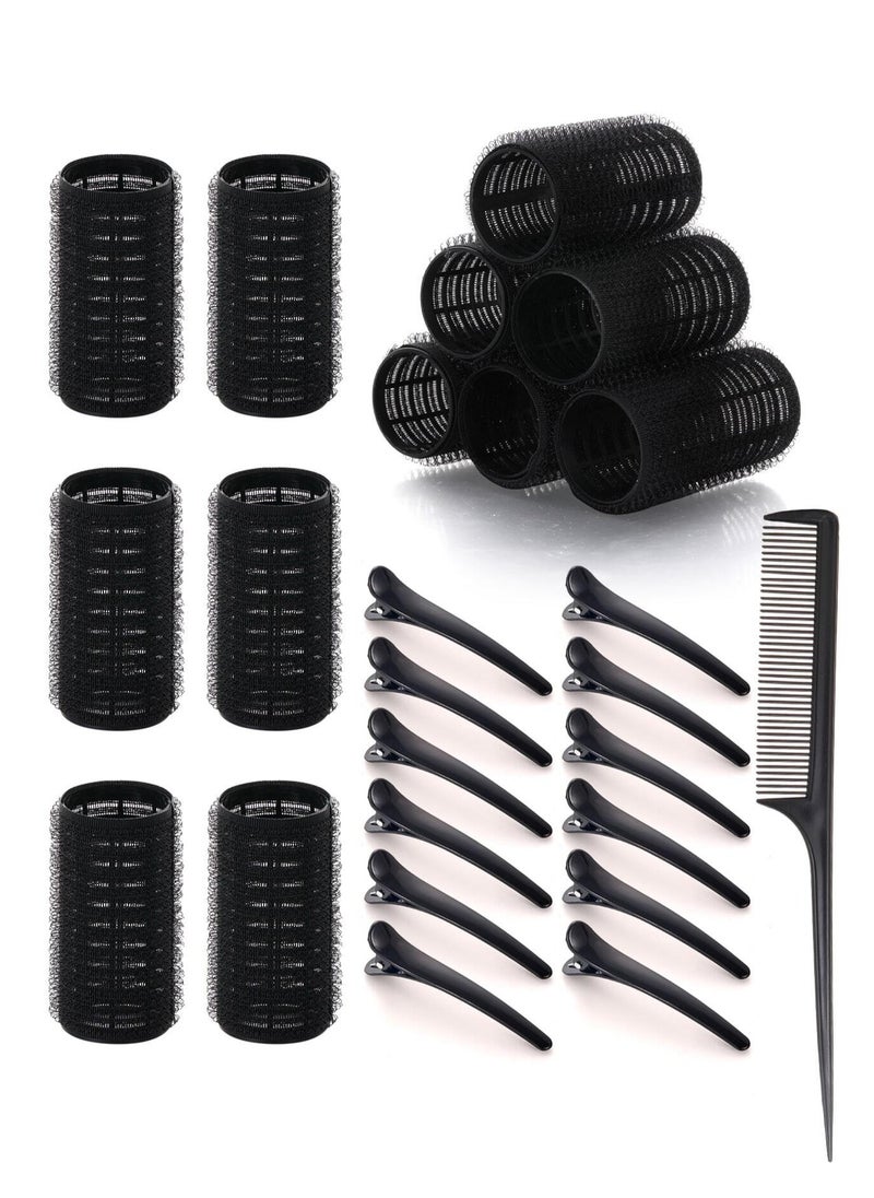 KHAJUL 25 Pieces Adhesive Hair Twist Tubes and Hair Clips Set, Includes 12 Self Gripping Hair Twist Tubes and 12 Alligator Hair Clips, Hair Twist Tubes with Snaps and Comb (Black)  - Image 1