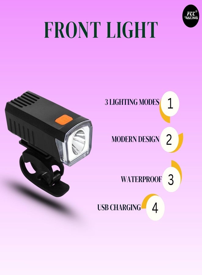 FCCRACING Indicator Back Light and Front Light Combo for Bicycle - USB Charge, Waterproof - Image 5
