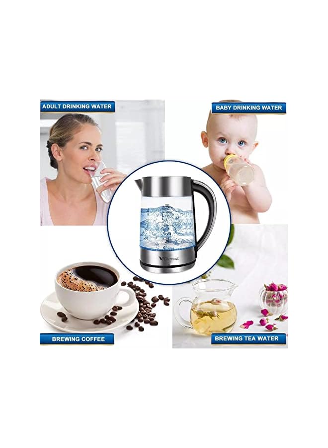 PROMASS غلاية زجاجية للتحكم في درجة الحرارة مع منقوع قابل للإزالة، سعة 1.7 لتر، 2200 واط، برامج تحضير الشاي، غلاية زجاجية من الفولاذ المقاوم للصدأ، خالية من مادة BPA - Image 5