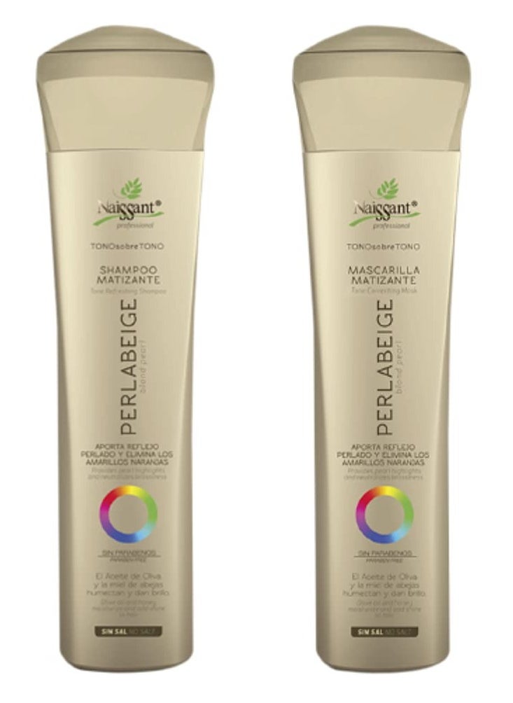 Naissant Naissant Set No Yellow Shampoo, Treatment Mask. Color Care,Hair Intensifier and Damage Repair. Without Salt and Parabens for Blonde Hair (Perla Beige)  - Image 1