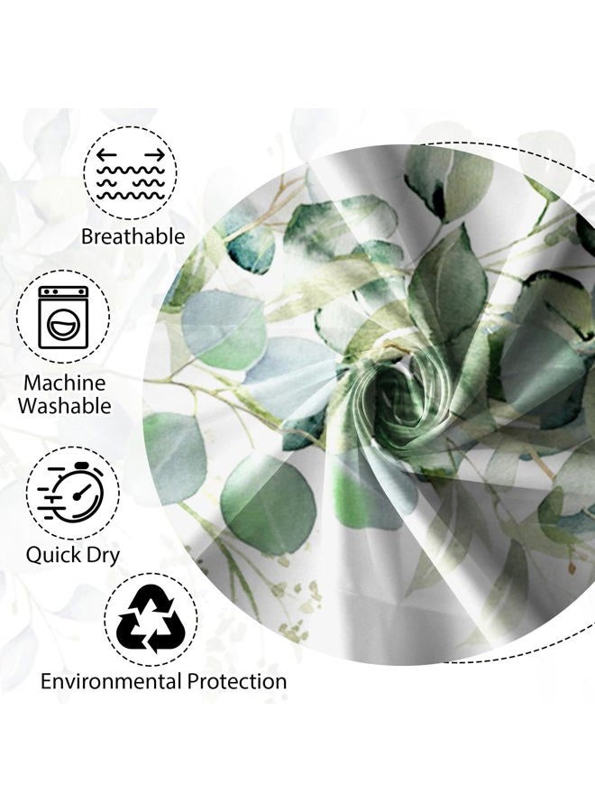 Renaiss 72x72 Inches Green Leaves Shower Curtain Watercolor Green Botanical Plants Eucalyptus Fresh Nature Shower Curtain for Bathroom Decor Waterproof Polyester Fabric Accessories with Hooks - Image 4