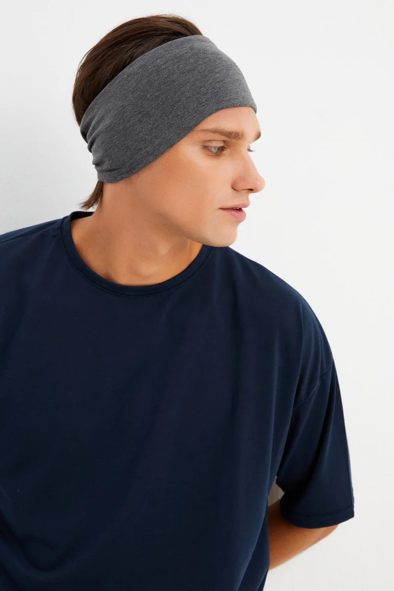 بوتيكجيز Smoked Men's Cotton Combed Combed, Non-Slip, Ultra Light, Sport Wide Hair Band Bandana Buff