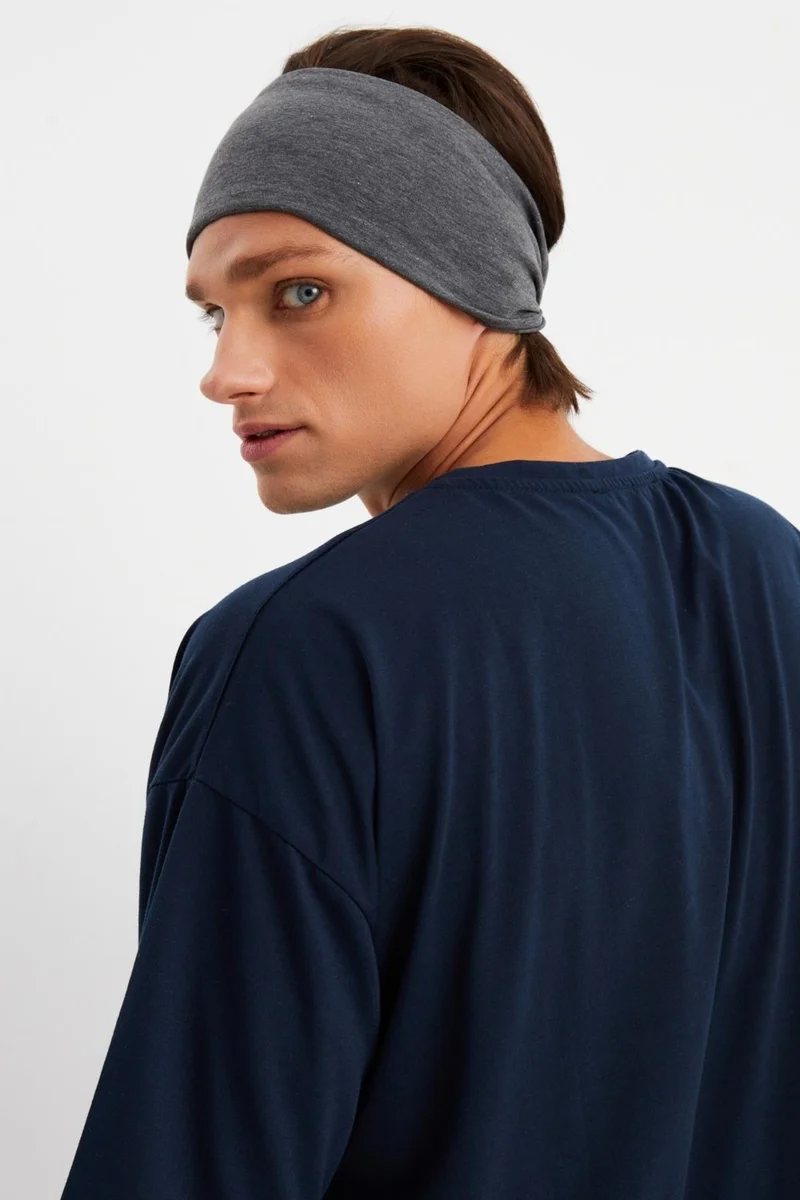 بوتيكجيز Smoked Men's Cotton Combed Combed, Non-Slip, Ultra Light, Sport Wide Hair Band Bandana Buff