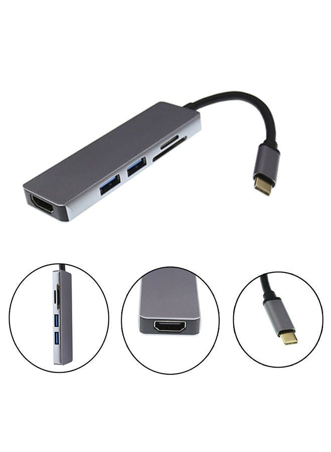 NIBEMINENT 3 Hub USB Type C To Hdmi 3.0 Cable Adapter Grey - Image 2