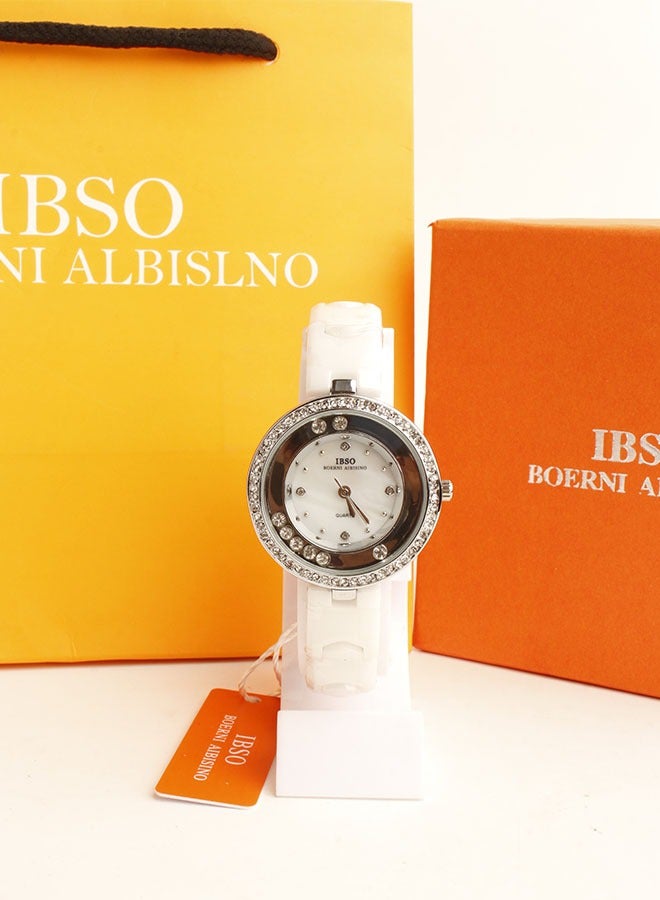 IBSO Women's Casual Wristwatch – Made of Ceramic Material – Adorned with Sparkling Crystals - Image 4