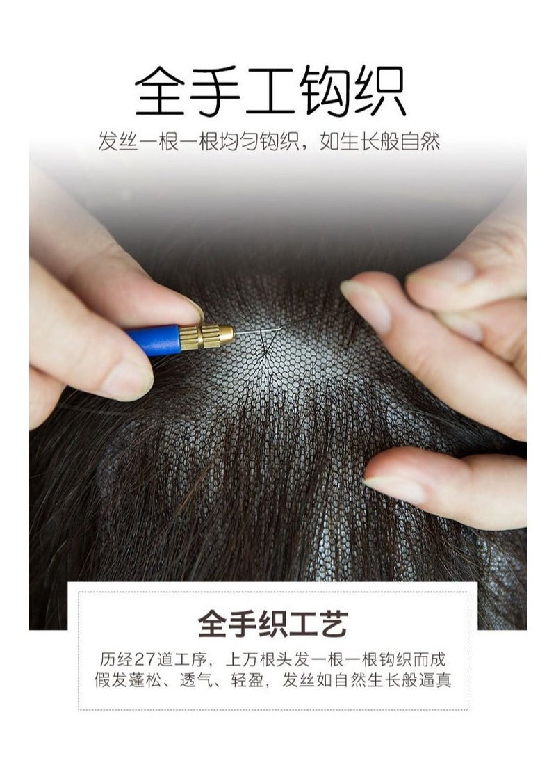 Estelle Wig Manufacturer Wholesale Full Hand Braided Single Mesh Replacement Block Ladies Head Cover White Hair Wig Piece Real Hair - Image 3