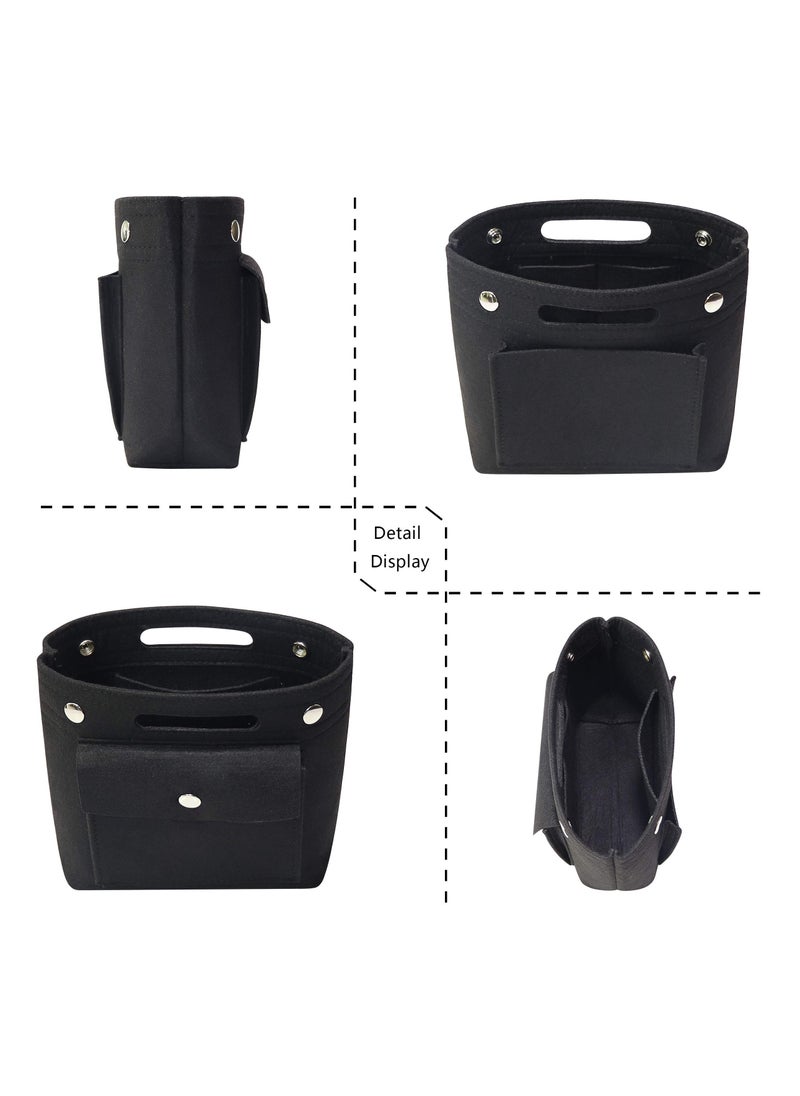 SYOSI - Purse Organizer Insert Tote Bag Ladies Handbag Liner Pocket Mini for Speedy Neverfull 19X18X9cm Black - Image 1