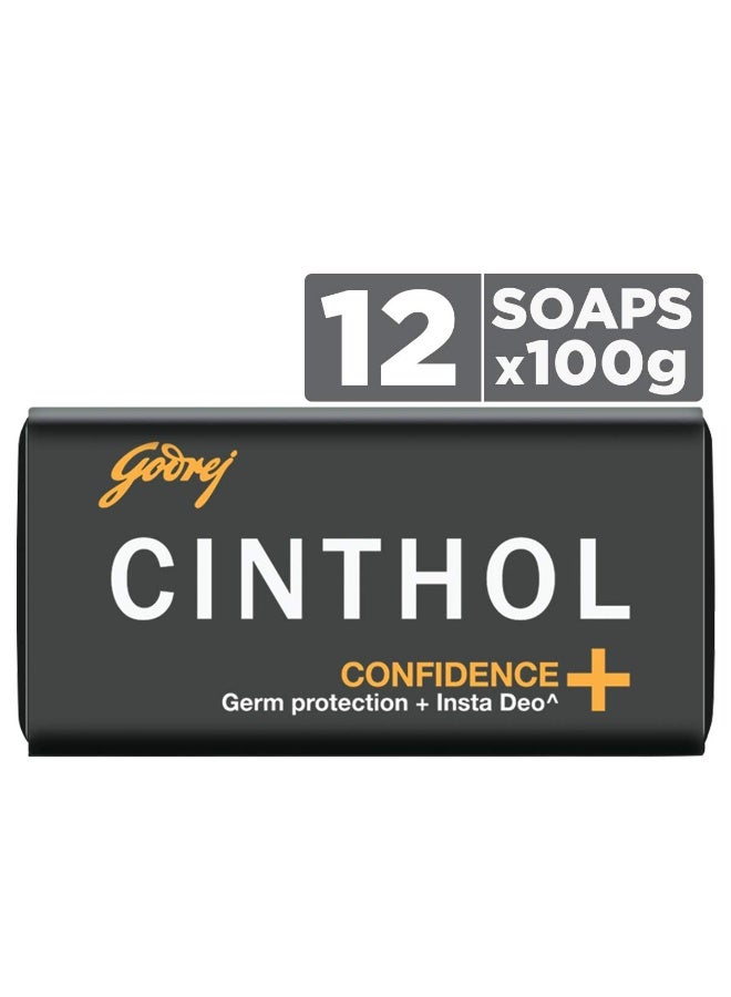 Cinthol Health+ Bath Soap, 100g (Pack of 12) - 99.9% Germ Protection & Insta Deo Fragrance - Image 1