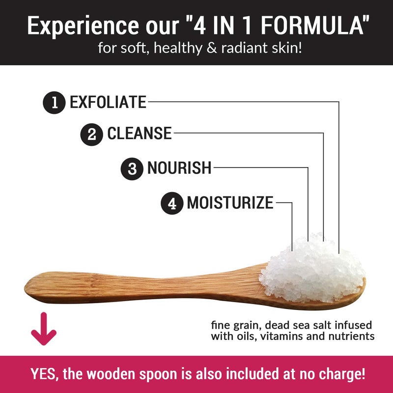 pureSCRUBS Premium Sea Salt Body Scrub Set - Large 16oz Peppermint Scrub With Infused Essential Oils & Nutrients, Includes Wooden Spoon, Loofah & Oatmeal Exfoliating Bar Soap - Image 3
