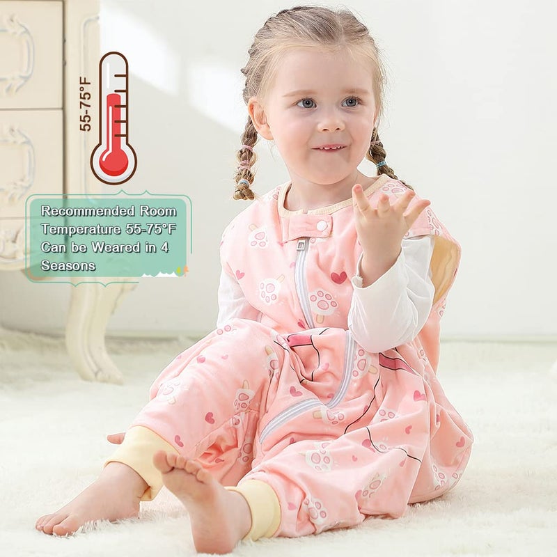 MICHLEY Unisex Baby Wearable Blanket Autumn Winter Toddler Sleeveless Sleeping Bag with Feet,Cat,3-5T - Image 4