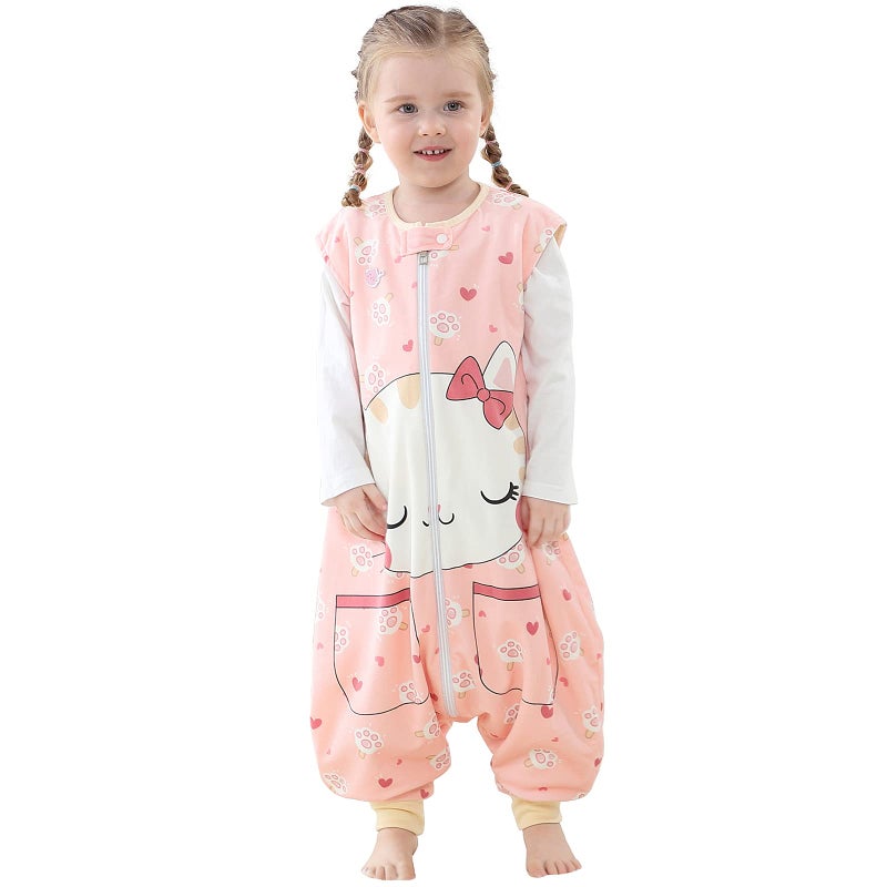 MICHLEY Unisex Baby Wearable Blanket Autumn Winter Toddler Sleeveless Sleeping Bag with Feet,Cat,3-5T - Image 1