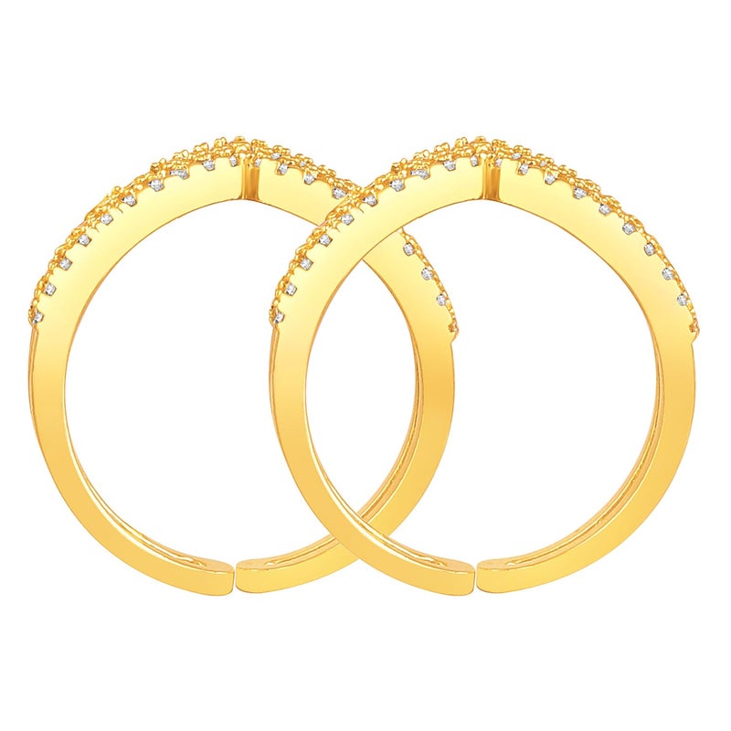 PEORA Cubic Zirconia Studded Adjustable Toe Rings Stylish Bichiya Jewellery for Women - Image 4