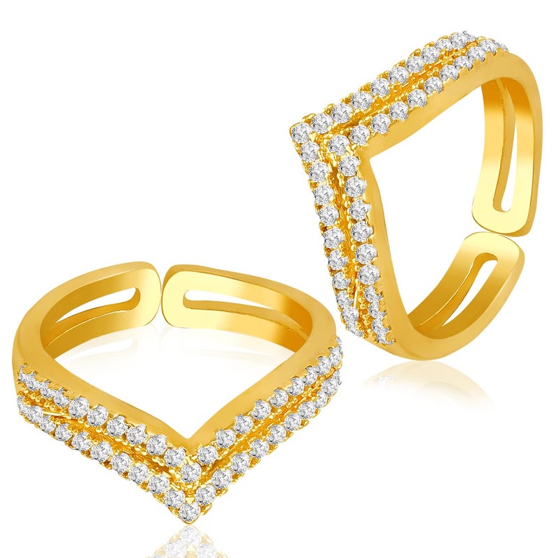 PEORA Cubic Zirconia Studded Adjustable Toe Rings Stylish Bichiya Jewellery for Women - Image 5