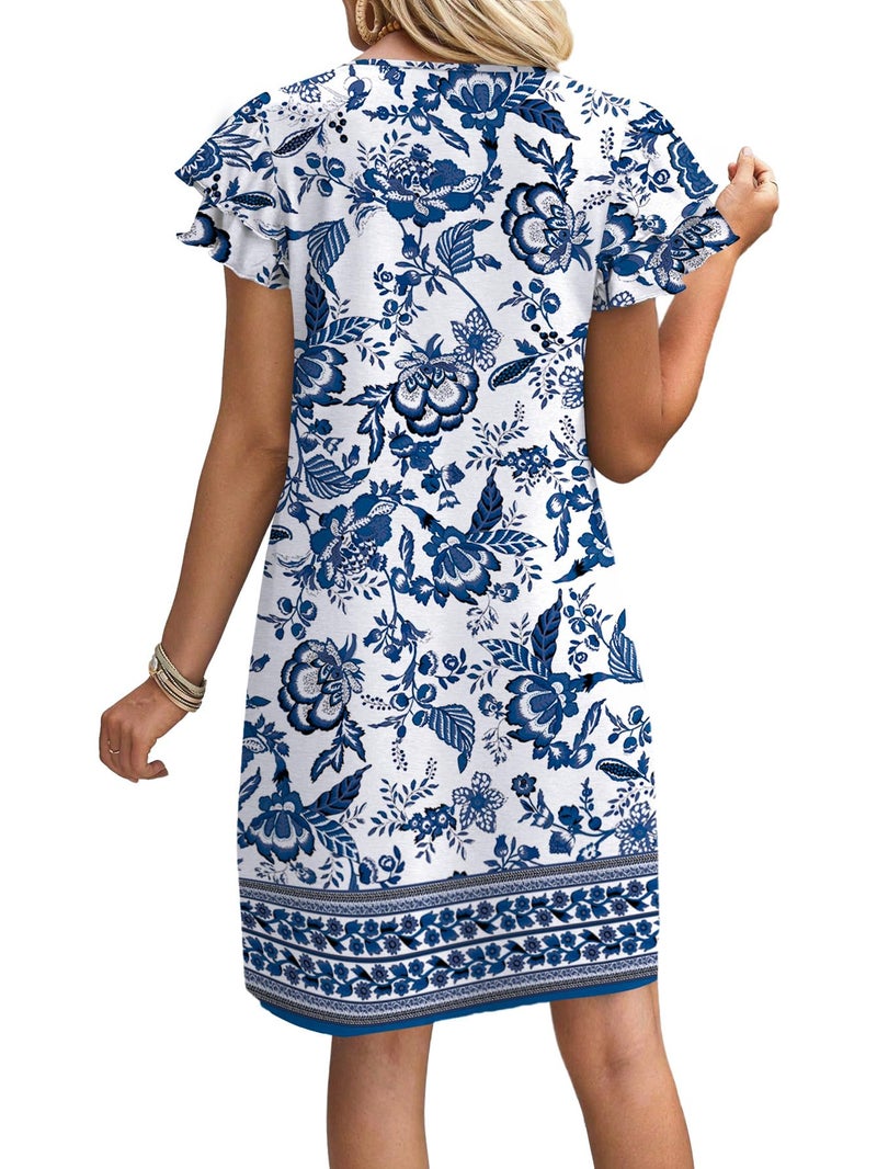 OFEEFAN Dresses for Women 2026 Spring Summer Sundresses Boho Floral Beach Vacation Clothes Hawaiian Casual Outfits Print 12 S - Image 4