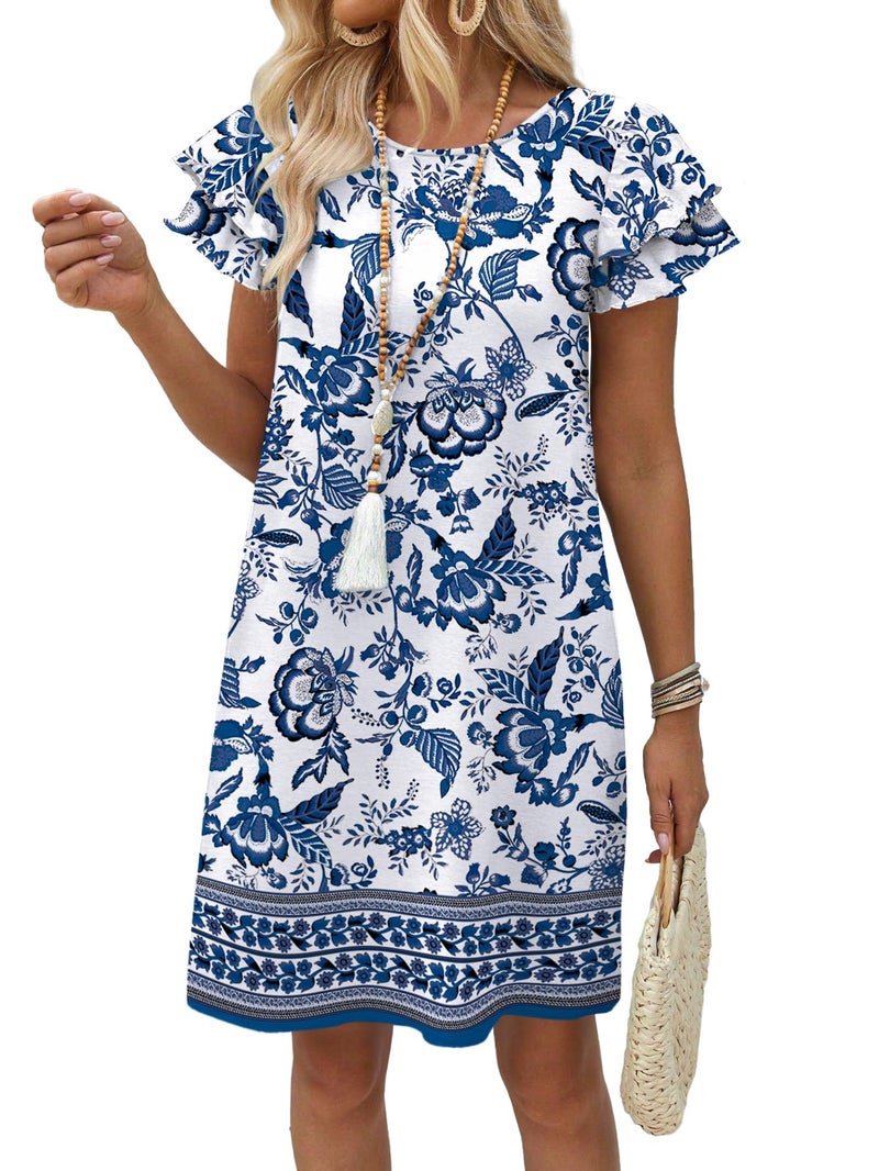OFEEFAN Dresses for Women 2026 Spring Summer Sundresses Boho Floral Beach Vacation Clothes Hawaiian Casual Outfits Print 12 S - Image 3