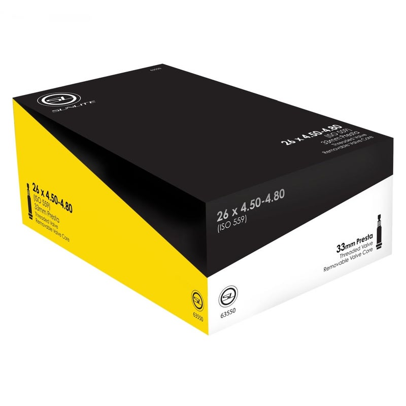 Sunlite Standard Presta Valve Tubes, 26 X 4.5-4.8"" / 33Mm, Black - Image 1