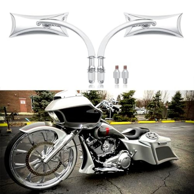 مرايا الرؤية الخلفية مستطيلة للدراجة النارية مقاس 8 مم 10 مم متوافقة مع Harley Davidson Dyna Softail Sportster Iron 883 Touring Electra Street Glide Road King Chopper - Image 1