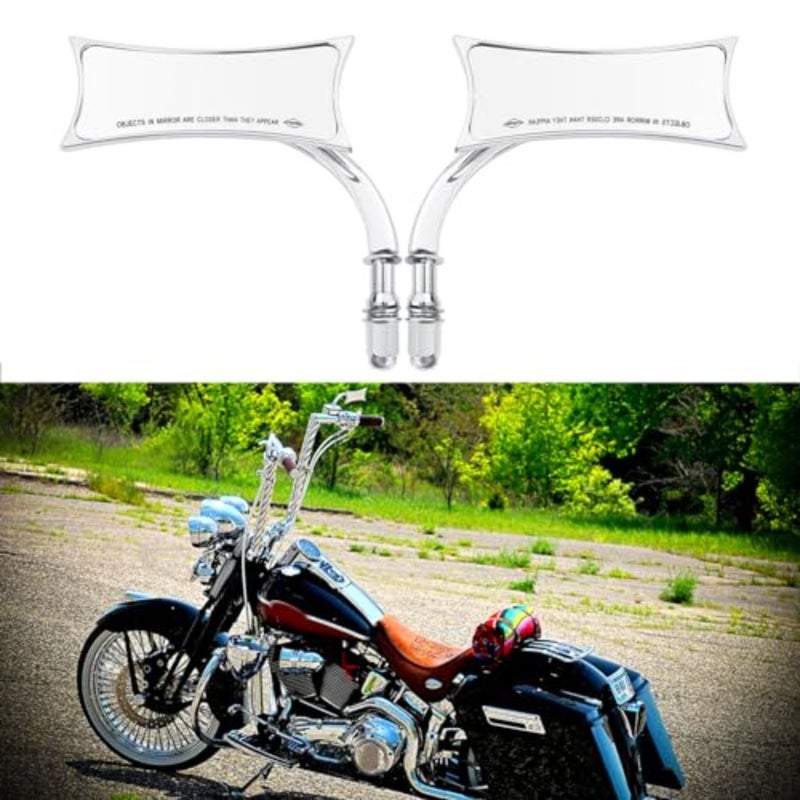 مرايا الرؤية الخلفية مستطيلة للدراجة النارية مقاس 8 مم 10 مم متوافقة مع Harley Davidson Dyna Softail Sportster Iron 883 Touring Electra Street Glide Road King Chopper - Image 2