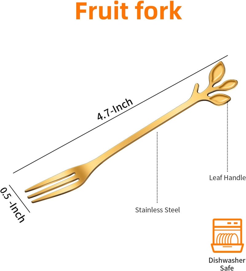 AnSaw Fixed delivery schedule 10-Pc Gold Mini Spoons & Forks Set, 4.7" - Stainless Steel, Leaf Handle, Ideal for Coffee,Tea, Appetizers, Tastings, Parties, Charcuterie & Cocktails | Stainless Steel,Ideal for Coffee,Tea, Dessert,Appetizers, Tastings, Parties, Charcuterie & Cocktails Multi-price design picks - Image 3