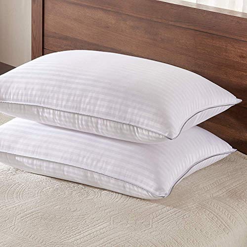 JY Reliance Microfiber Feeling Satin Stripe Fabric Bed Pillow For Sleeping (Set Of 2) (16''X26''),White - Image 1