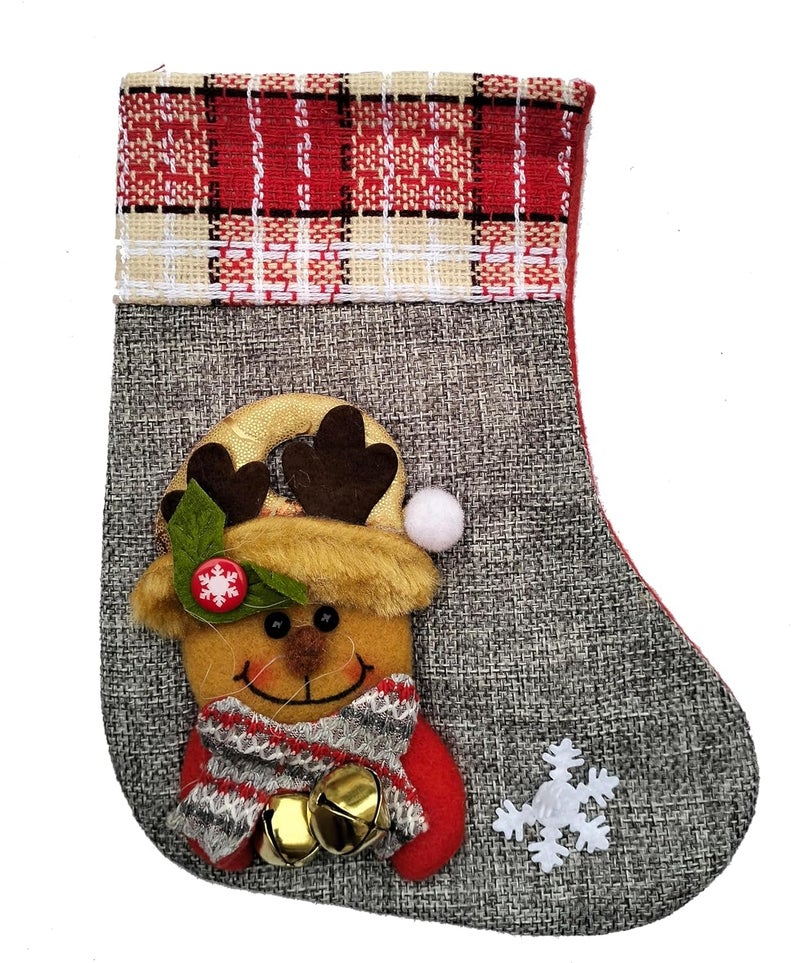 Partunay Partunay 1 Pcs Merry Christmas Plaid Burlap Stocking Socks Candy Gift Bag Christmas Xmas Tree Hanging Ornaments Xmas Christmas Decoration Item Christmas Ornaments