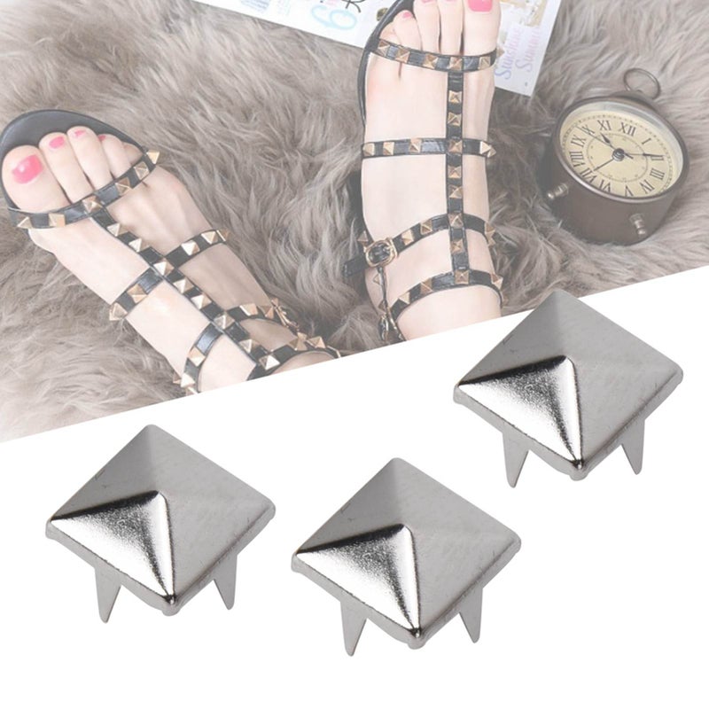 100 PCS 9MM Brass Copper Square Rivets Apparel Shoes Bag Accessories for Leather DecorationGun Color - Image 1