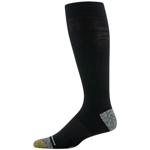 GOLDTOE Men’s Mild Compression Over the Calf Comfort Socks, 2-Pairs, Black, Shoe size: 6-12.5 - Image 3