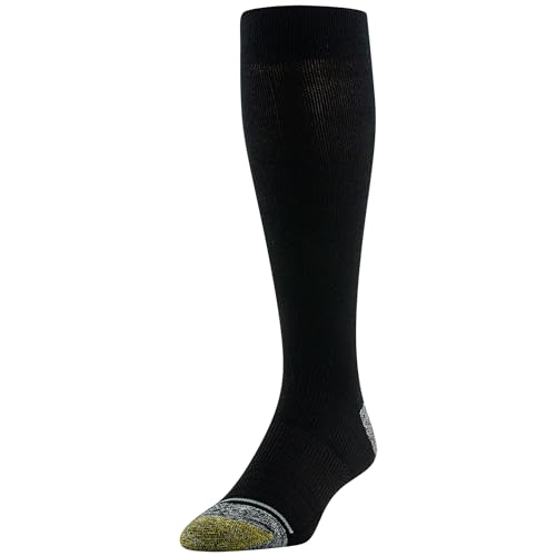 GOLDTOE Men’s Mild Compression Over the Calf Comfort Socks, 2-Pairs, Black, Shoe size: 6-12.5 - Image 2