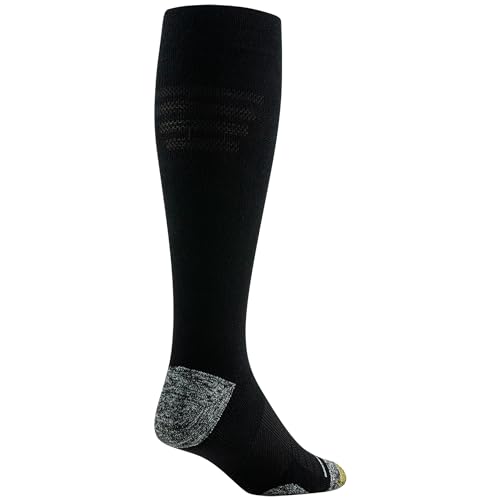GOLDTOE Men’s Mild Compression Over the Calf Comfort Socks, 2-Pairs, Black, Shoe size: 6-12.5 - Image 4