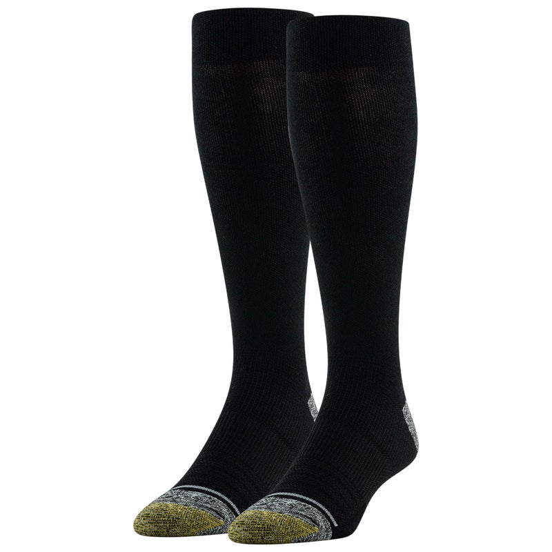 GOLDTOE Men’s Mild Compression Over the Calf Comfort Socks, 2-Pairs, Black, Shoe size: 6-12.5 - Image 5