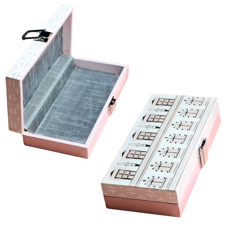 IZZHAAR Roman MDF Wood Cash Box for Wedding Gift, Multipupose Box for Gifting, Printed Envelope for Money/Gaddi, Perfect Box for Jewellery, Decorative Shagun Envelopes & Special Occasions Gifts, Pink - Image 1