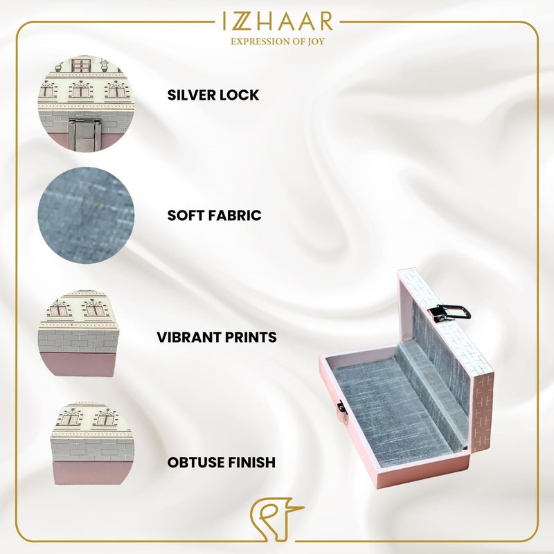 IZZHAAR Roman MDF Wood Cash Box for Wedding Gift, Multipupose Box for Gifting, Printed Envelope for Money/Gaddi, Perfect Box for Jewellery, Decorative Shagun Envelopes & Special Occasions Gifts, Pink - Image 4