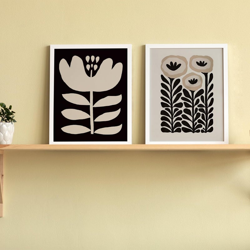 JXREQ Vinatge Boho Abstract Matisse Floral Wall Art, Mid Century Modern Abstract Black and Beige Floral Wall Decor for Home Kitchen Bedroom Bathroom Living Room, 8x10 Inch Unframed 4Pcs - Image 5