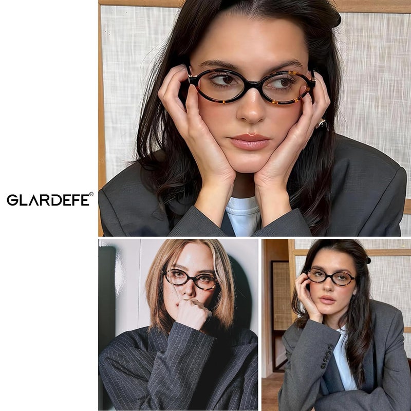 GLARDEFE Blue Light Glasses for Women - Computer Glasses 99% Blue Light Blocking - Fashion Oval Frame Eyeglasses(Brown Leopard) - Image 2