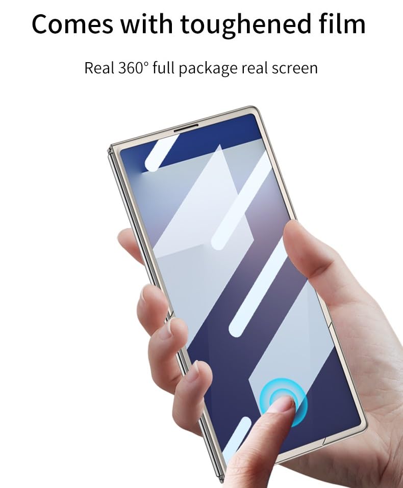 Midkart Thin Cover Compatible with Samsung Galaxy Z Fold 7 Release 2025 with Front Tempered Glass Case Matte Hard PC Slim Camera Protection, Blue - Image 3
