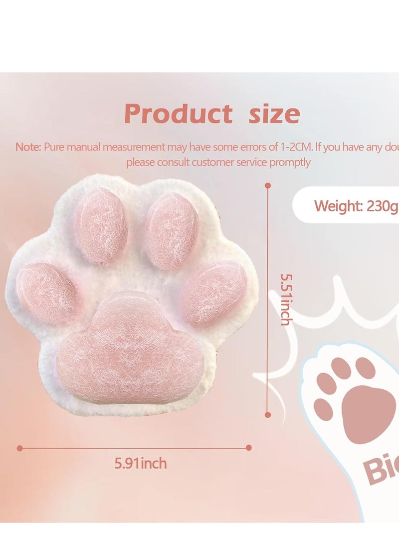 Titata Taba Giant Paw Squishy for Kids Adults, Big Furry Cat Paw Squishy Toys for Stress Relief, Super Soft Squeeze Fidget Toys (White&Pink) - Image 1