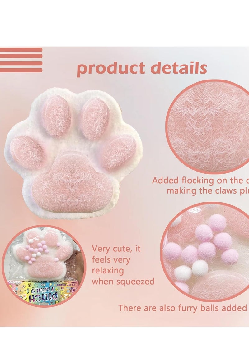 Titata Taba Giant Paw Squishy for Kids Adults, Big Furry Cat Paw Squishy Toys for Stress Relief, Super Soft Squeeze Fidget Toys (White&Pink) - Image 2