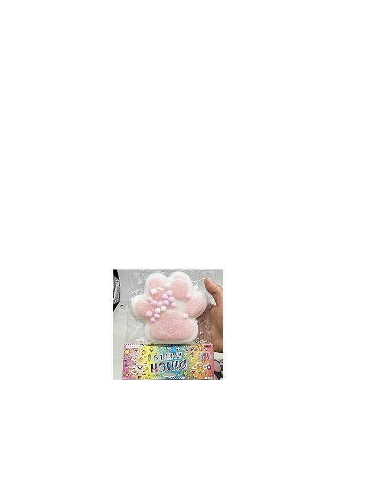 Titata Taba Giant Paw Squishy for Kids Adults, Big Furry Cat Paw Squishy Toys for Stress Relief, Super Soft Squeeze Fidget Toys (White&Pink) - Image 3