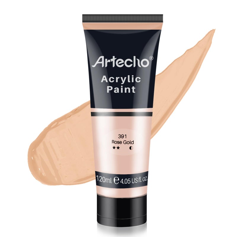 Artecho Acrylic Paint Rose Gold Paint 120ml 405oz Tubes Art Craft Paints for Canvas Rock Stone Wood Fabric Art Supplies
