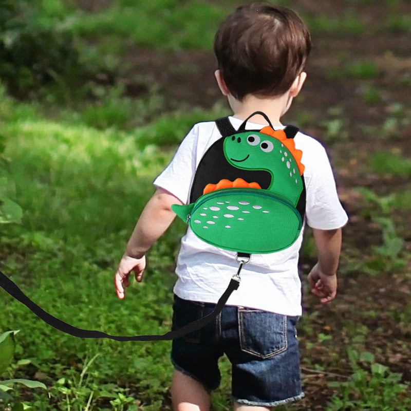 Accmor Toddler Backpack Harness with Safety Leash, Cute Dinosaur Harnesses with Kids Anti Lost Wrist Link, Mini Child Schoolbag with Wristband Tether Strap and Protection Leashes for Baby boys (Black) - Image 4