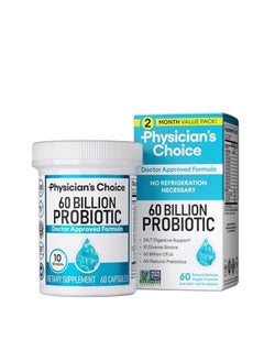 Physician's CHOICE Physician's CHOICE Probiotics 60 Billion CFU - 10 Strains + Organic Prebiotics - Immune, Digestive & Gut Health - Supports Occasional Constipation, Diarrhea, Gas & Bloating - for Women & Men - 60 Capsules  - Image 1