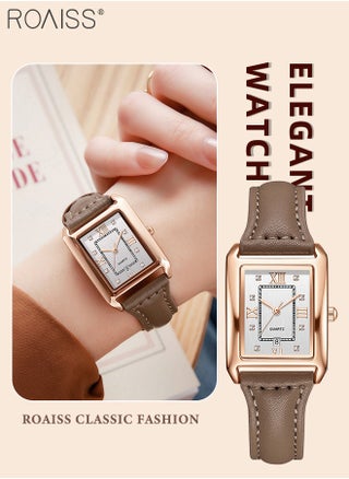 Vintage Leather Quartz Watch for Women, Analog Display Rectangular Dial with Date Window, Waterproof Luxury Business Wristwatch, as Gift for Ladies - pzsku/ZF529B4851F2C41A384BCZ/45/1743989526/f48bed5d-f3e1-4d02-8f13-1b098ba51042