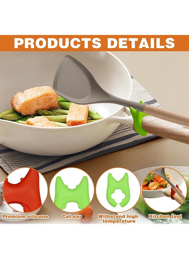 Urit 2 Pcs Silicone Pot Holders, Adjustable Kitchen Silicone Spoon Rest, Anti-Slip Spatula Pot Spoon Holder (Green, Red)  - Image 3
