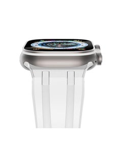 Compatible Apple Ultra Watch Band 49mm 45mm 44mm 42mm Liquid Silicone Design Strap with Stainless Steel Adapter for iWatch SE Series 9 8 7 6 5 4 3 2 and Ultra for Men and Women, white
