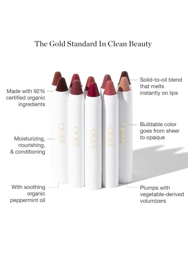 OGEE Tinted Sculpted Lip Oil - Lip Stain Made with 100% Organic Coconut Oil, Jojoba Oil, and Vitamin E - Best as Lip Balm, Lip Color or Lip Treatment - VIOLA  - Image 4